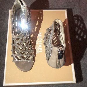 Michael kors open toe heels, wore once .